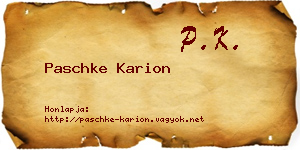 Paschke Karion névjegykártya